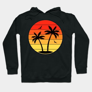 Vintage Colorful  beach sunset palm trees Hoodie